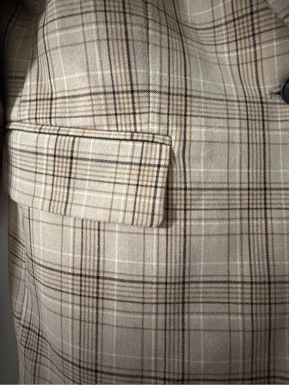 Rachel Zoe Women’s Small Beige Plaid Single Button Blazer Jacket
